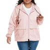 American Trends Women Plus Size Light RainCoat Jackets Packable Hooded Waterproof Windbreaker for Women