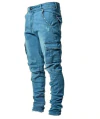 Calça jeans skinny masculina elástica slim fit com bolsos cargo - loja online