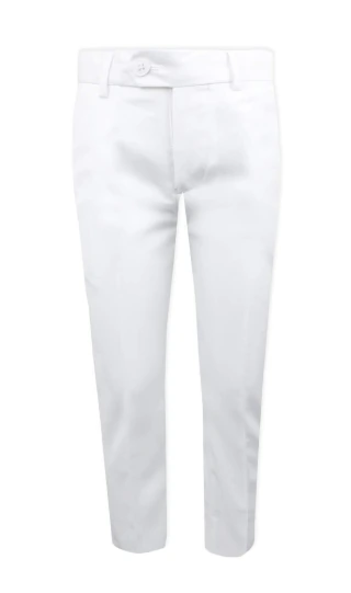 Calça social masculina preta n Bianco de primeira classe, caimento justo, calça social com frente lisa suavemente afunilada – Apresentada pela Baby Muffin, Branco, 4T