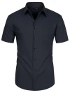 FAHIZO Camisa social masculina manga curta modelagem regular casual casual negócios stretch abotoada com bolso - loja online