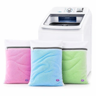 Kit 3 Sacos para Lavar Roupas Delicadas 30x40cm com Zíper Protegido – Saco de Lavagem em Malha para Máquina e Secadora Wash Plus Baú
