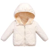 Casaco de inverno para bebês meninos e meninas de 1 a 7 anos, jaqueta acolchoada com capuz, jaqueta de neve, casaco de lã quente, agasalho sólido - Castor Bezerra