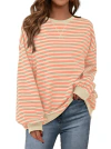 PRETTYGARDEN Moletom feminino listrado grande, gola redonda, manga comprida, casual, solto, roupas Y2K - comprar online