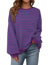 PRETTYGARDEN Moletom feminino listrado grande, gola redonda, manga comprida, casual, solto, roupas Y2K - comprar online