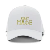 Boné com letras douradas First Mate bordado infantil tamanho ajustável branco, Branco, Tamanho Único