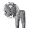 Conjunto de 3 peças para bebês meninos com camisa social + gravata borboleta + colete e calça - comprar online