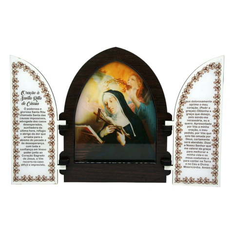 Capela Com Oração Santa Rita de Cássia Madeira Resinada Com Porta