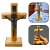 Crucifixo Cruz de Mesa Medalha de São Bento Madeira 14 cm