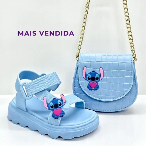 Kit Sandália Infantil Menina com Bolsa – Elegante - Azul