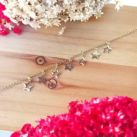 Tornozeleira Estrelas — Banho de Ouro 18K
