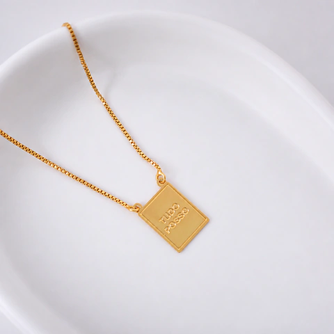 Escapulário Masculino Tudo Posso - Banho de Ouro 18K