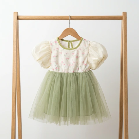 Vestido Floral con Falda de Tul CJ299