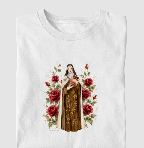Santa Terezinha rosas - aquarela