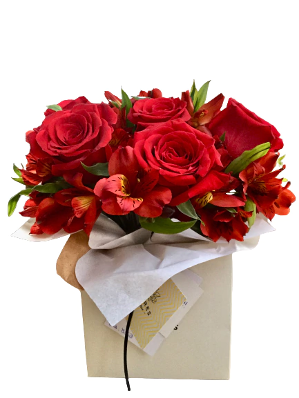RO27 - Rosas y Alstroemerias en caja chica
