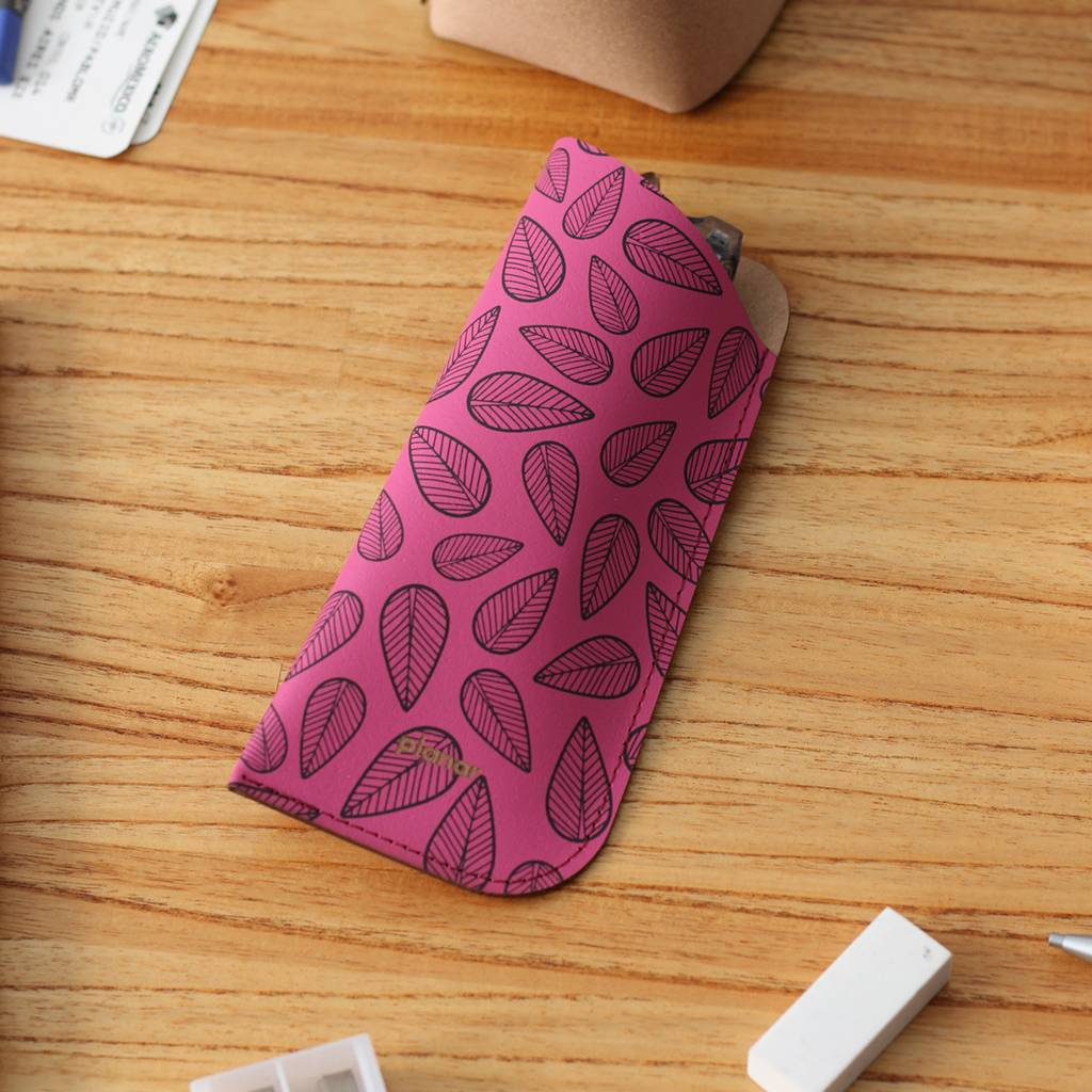 Funda Anteojos Hojas Magenta