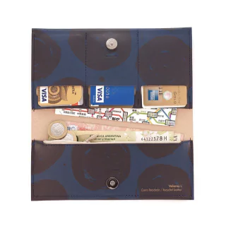 L Wallet Dots Blue