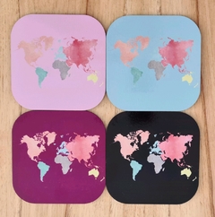 Posavasos mapamundi acuarela