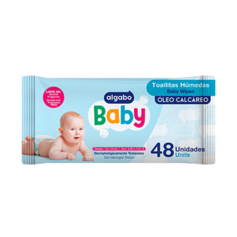 Toallitas Humedas Para Bebe Con Oleo Calcareo x 48 Unidades Algabo Baby
