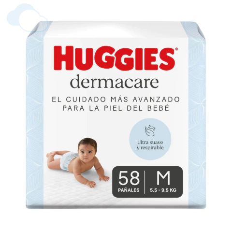 Pañales Huggies Dermacare Talle M De 5.5 Kg A 9.5 Kg X58 Unidades - comprar online