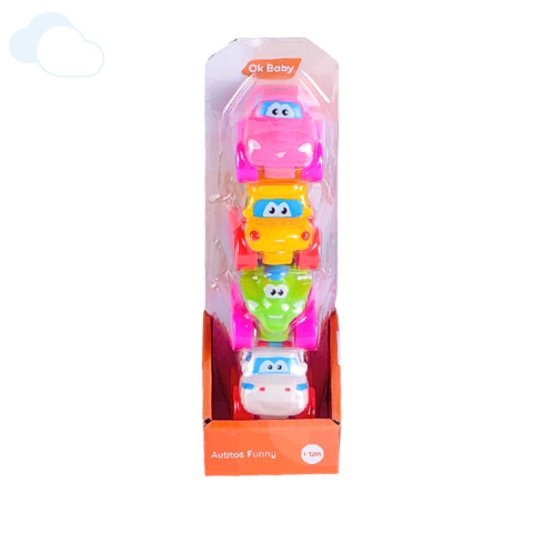 Autitos De Juguetes Para Bebés Funny +12 M Set X4 Autos De Goma Ok Baby - comprar online
