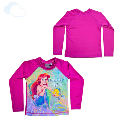 Malla Remera UV Infantil Princesa Ariel Disney Protección Solar Manga Larga