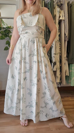 VESTIDO BRENDA ALGODÃO ESTAMPA VERDE - Santa Saia