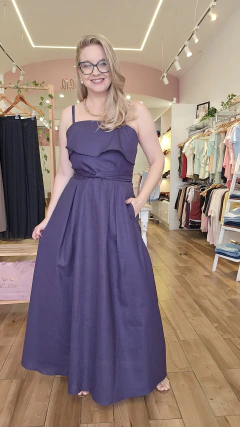 VESTIDO BRENDA LINHO MARINHO - Santa Saia