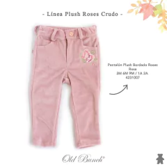 4231007 Pantalón plush bordado roses