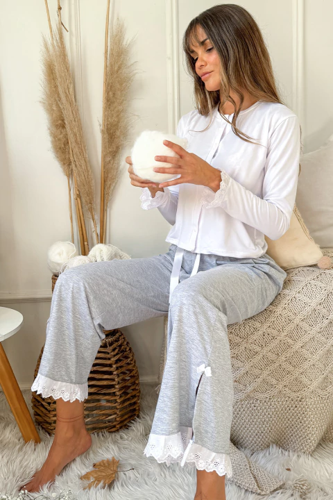 PREVENTA Pijama Mery Gris Melange -Despacho a partir del 18/5-