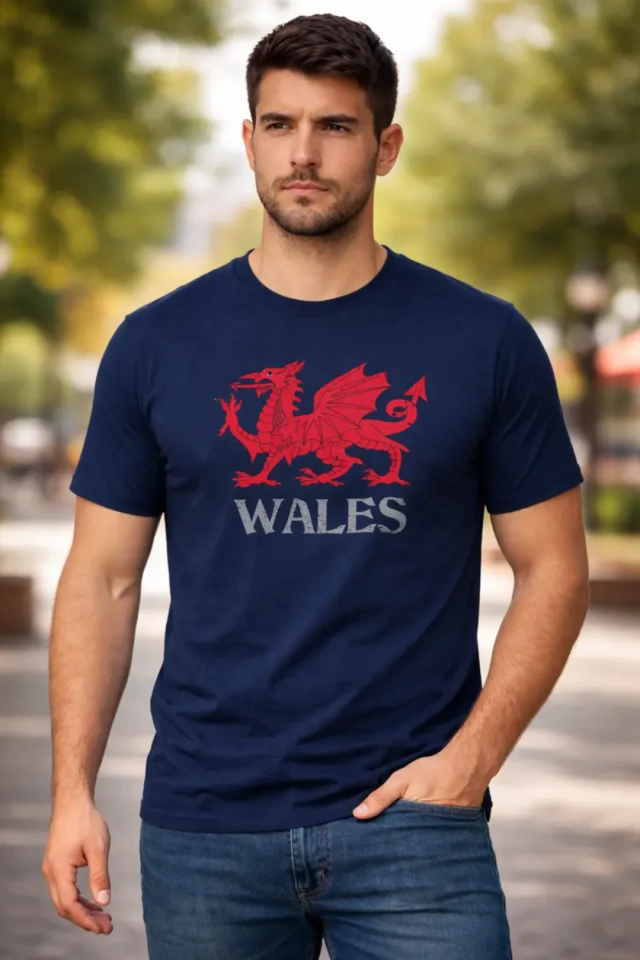 REMERA PICTON ARGENTINA WALES DRAGON GOCH MARINO — imagen 2