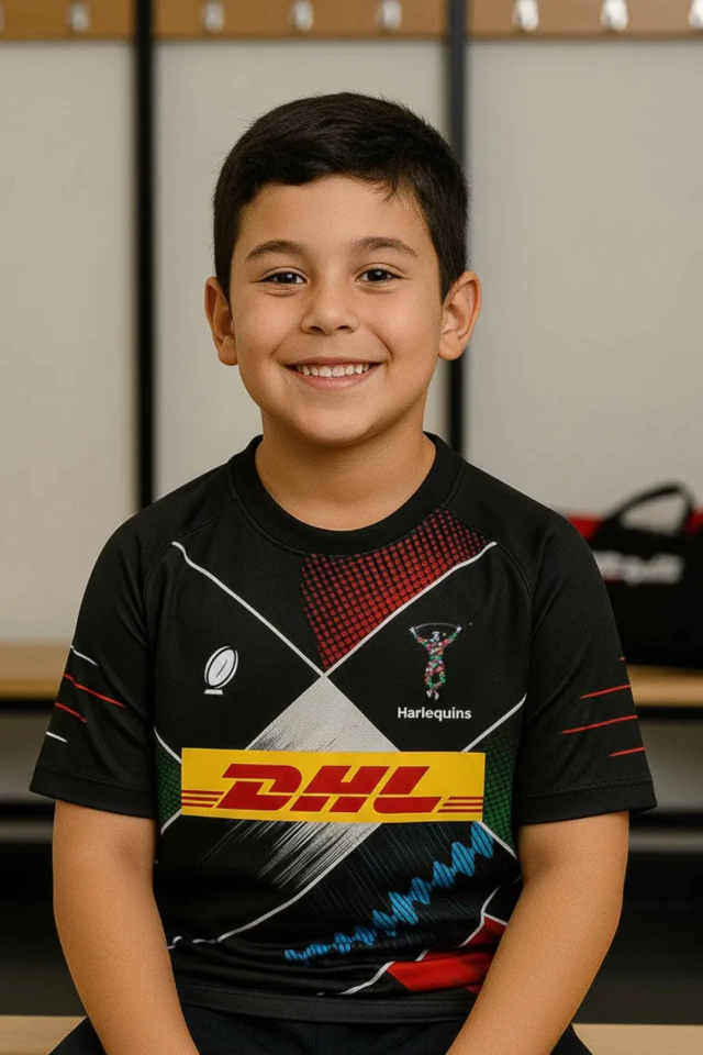 CAMISETA DE RUGBY PICTON HARLEQUINS BLACK NIÑOS — imagen 4