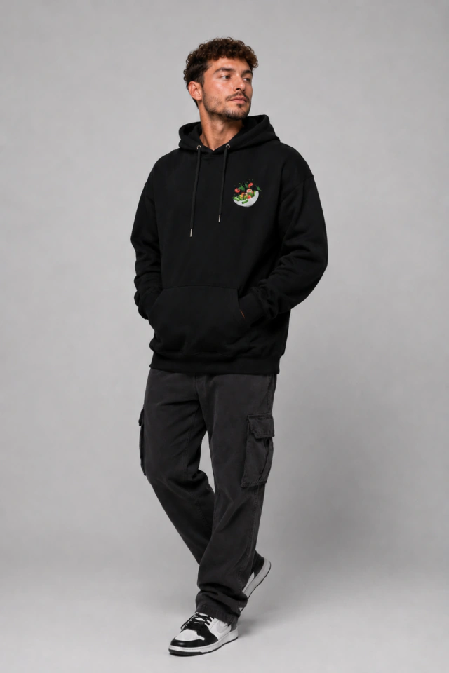 BUZO HOODIE OVER FLYHALF MONACO SALADS NEGRO — imagen 4