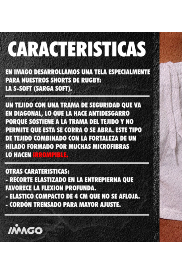 SHORT DE RUGBY IMAGO LISO BLANCO — imagen 5