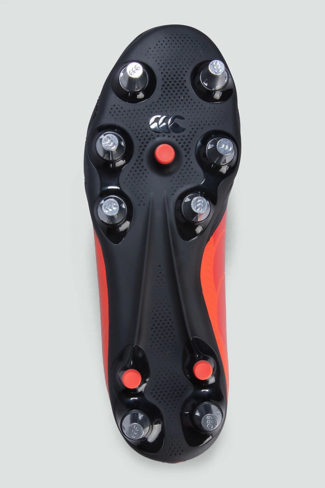 BOTINES DE RUGBY CANTERBURY STAMPEDE PRO ORG/BLK 8 TAPONES DE ALUMINIO INTERCAMBIABLES — imagen 3