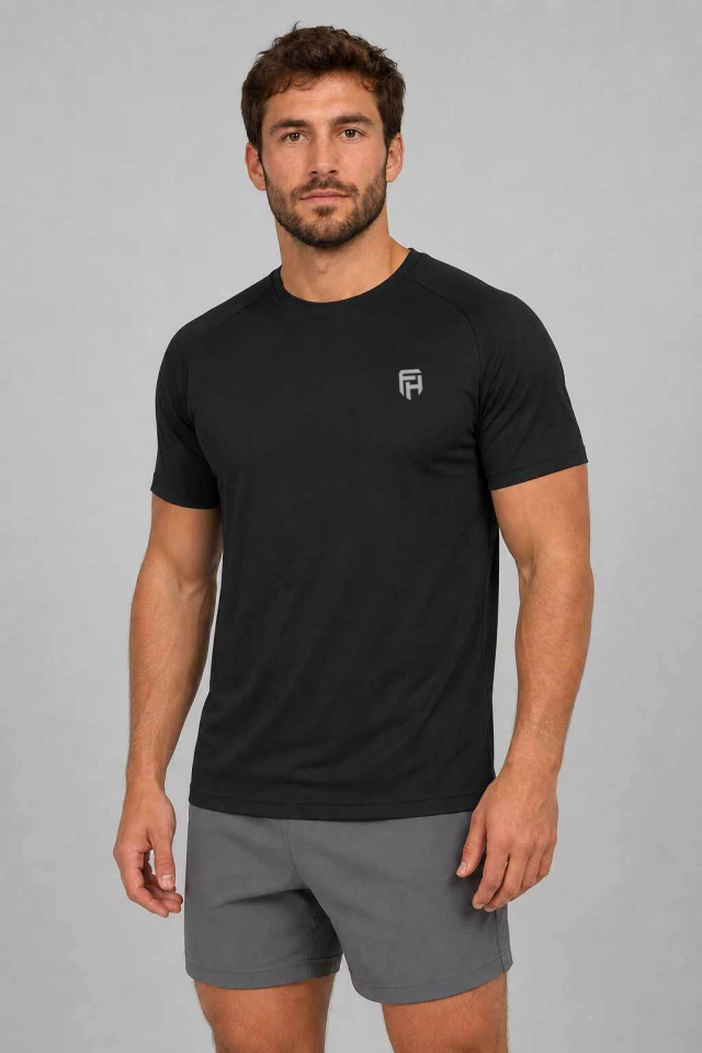 REMERA DEPORTIVA FLYHALF ACTIVE NEGRA