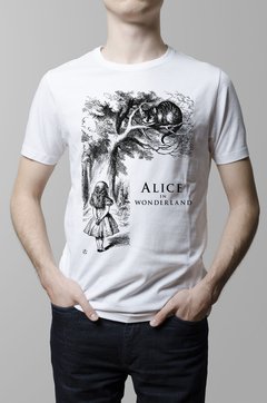 Remera Alicia en el pais de la maravillas blanco hombre