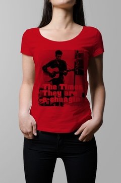 Remera Bob Dylan roja mujer