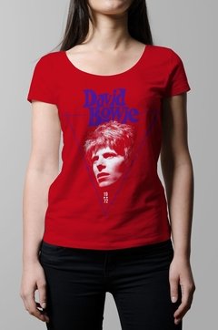 Remera David Bowie 1972 rojo mujer