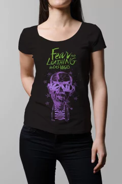 Remera Panico y Locura en Las Vegas negra mujer