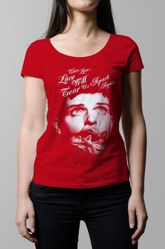 Remera Ian Curtis love will tear us apart roja mujer