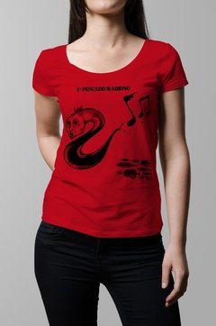 Remera Pescado Rabioso Spinetta roja mujer