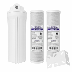 Kit Carcaça 10" 1/2" + 2 Filtros Carvão Hydronix + Suporte