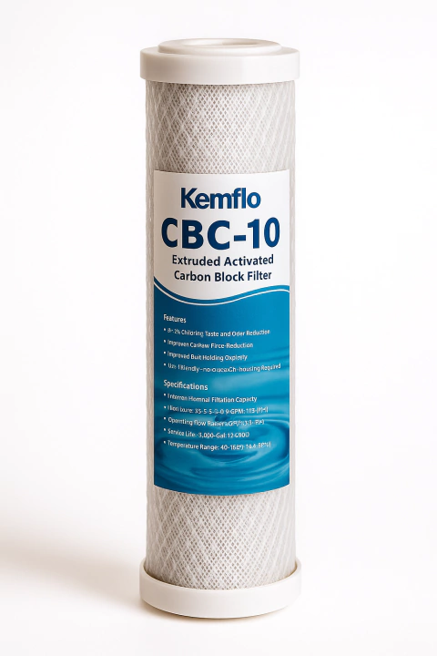 Filtro Carvão Ativado Kemflo CBC 10"x2,5" 5µm NSF - Caixa 10 Unidades -