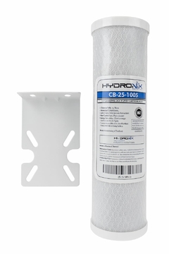 Kit Filtro de Bloco de Carvão Ativado Hydronix 5 Micra CB-25-1005 + Suporte de Fixação