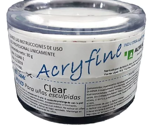Gel construcción Clear Acryfine x30g Uñas Esculpidas