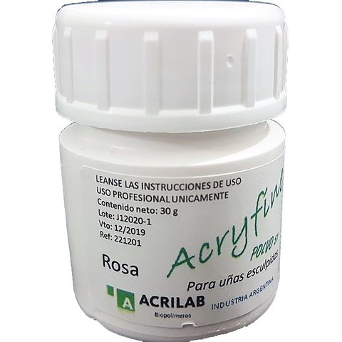 Polimero Rosa Acryfine x 30g Polvo 51 Uñas Esculpidas Acrilico