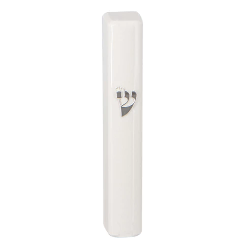 Mezuza de plastico blanco con shin 12 cm - comprar online