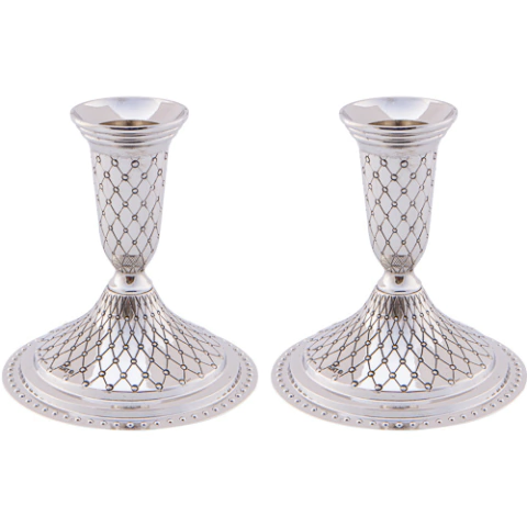 CANDELABRO DE NIQUEL 13 cm rombos