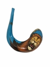 Shofar de carneros 57 cm aprox pintados a mano tonos celestes con atril y manual de uso - - comprar online