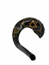 Shofar de carneros 66 cm aprox pintados a mano decorado con atril y manual de uso - comprar online